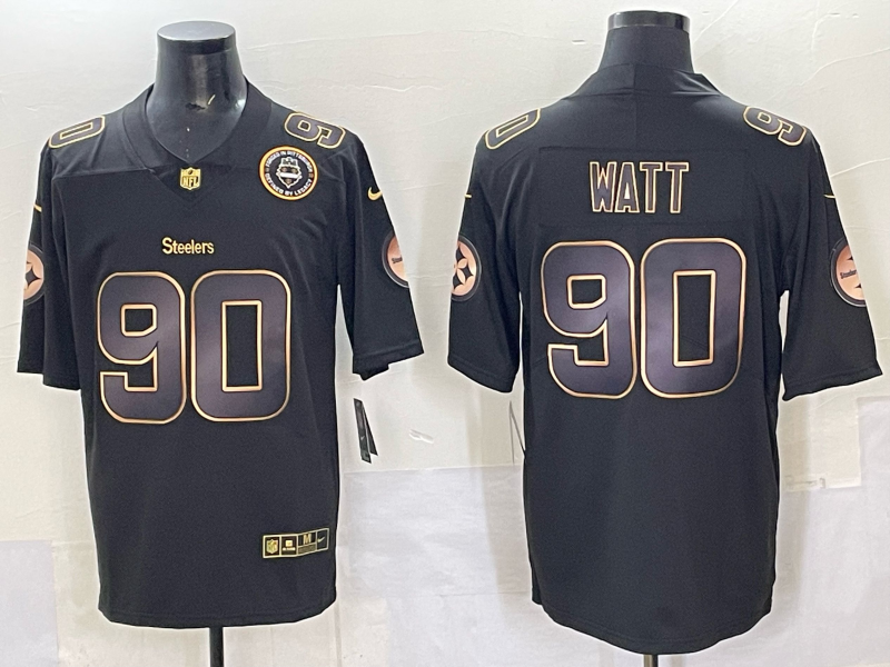 Men Pittsburgh Steelers 90 Watt Black Nike Limited NFL 2025 Jersey style 05